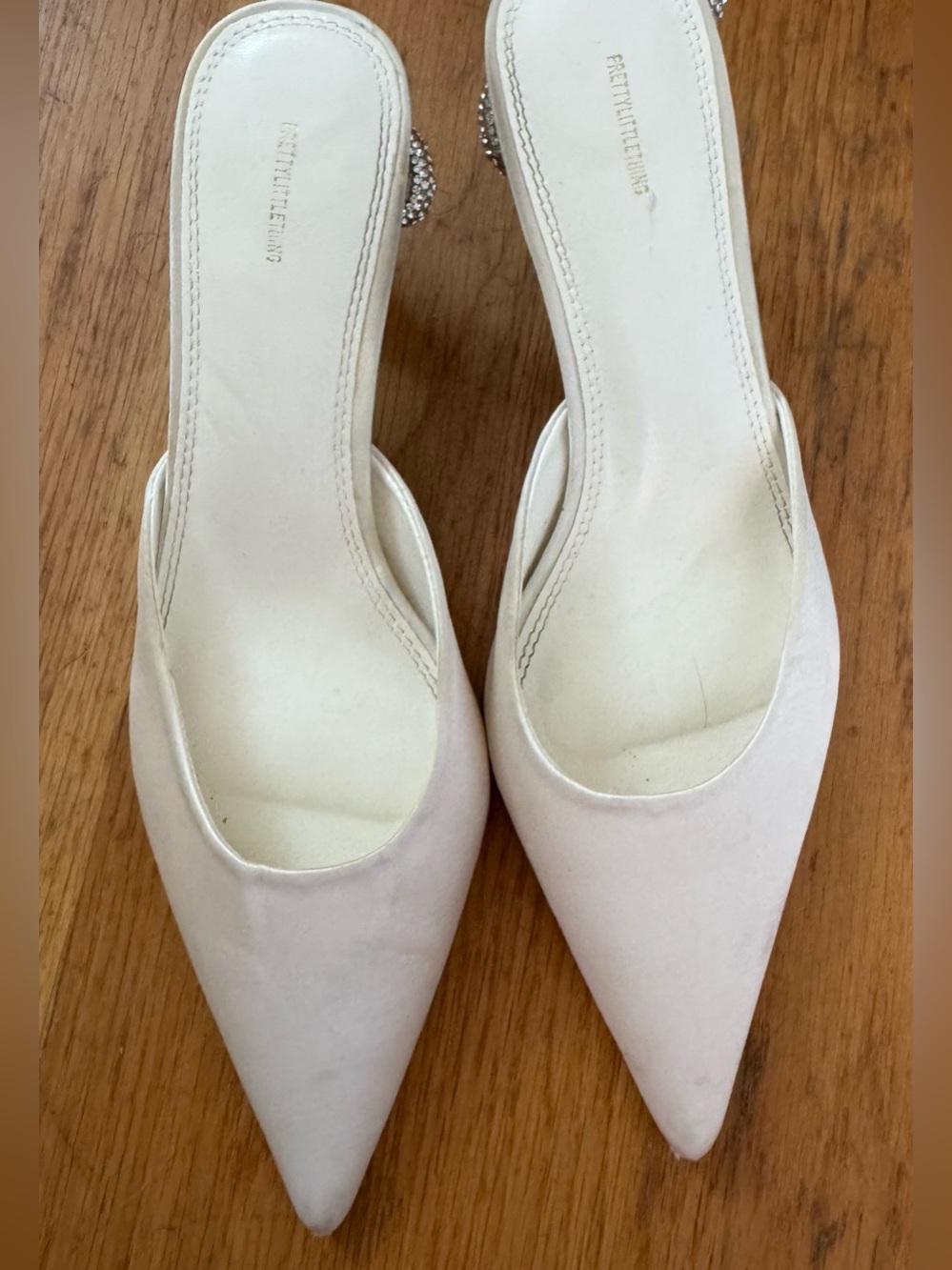PrettyLittleThing Ivory Pointed Mule Heels
